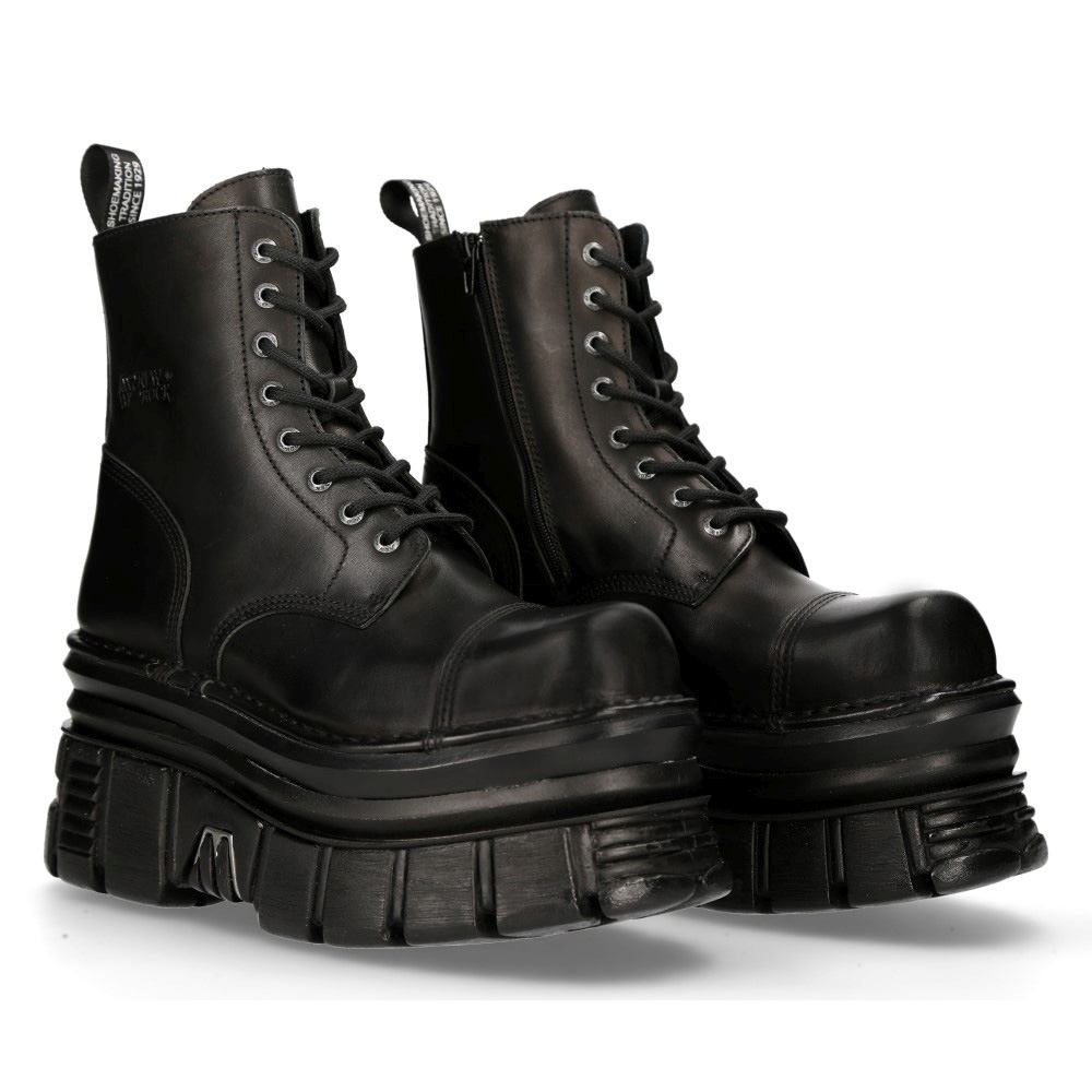 New Rock - M-MILI083C-S60 Plateau Laarzen - Zwart